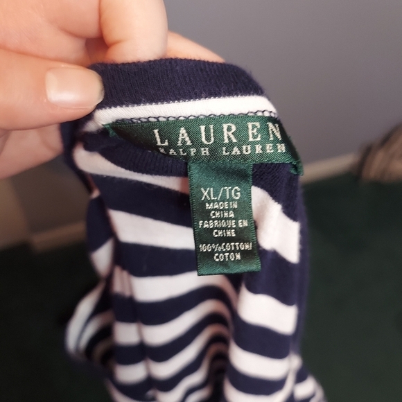 Lauren Ralph Lauren Striped Quarter Length Shirt Size XL Juniors - Picture 7 of 7